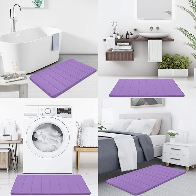 Buganda Memory Foam Bath Mat, 47" x 20", Ultra Soft and Non-Slip Bathroom Rugs, Water Absorbent and Machine Washable Bath Rug Runner for Bathroom, Shower, and Tub, Lavender