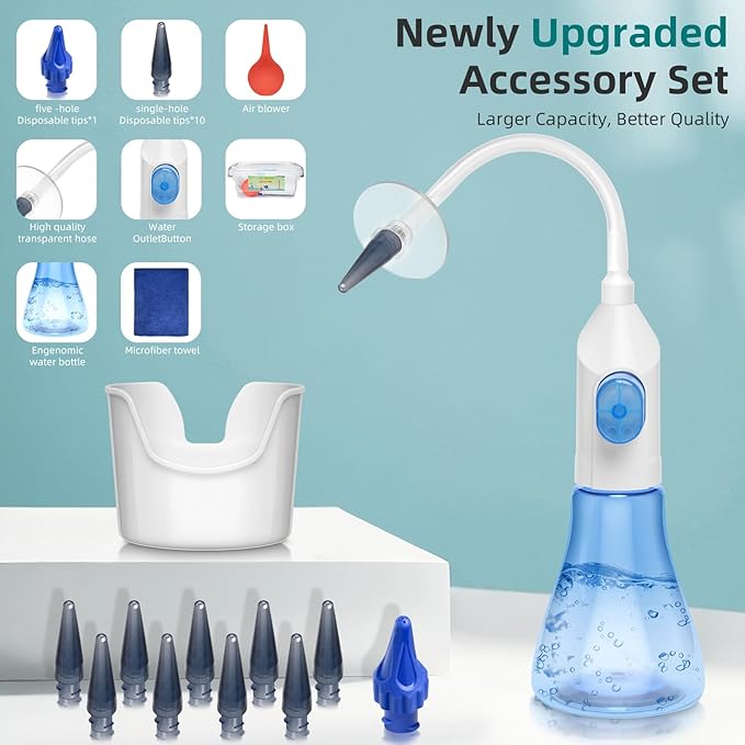 QISXROVY Ear Wax Removal Tool, Ear Cleaning Kit, Safe Ear Irrigation Flushing System for Adults & Kids, Large (50pcs accs), Transparent