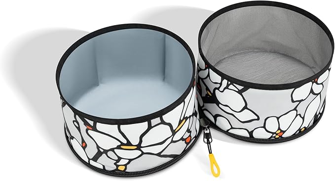 OllyDog Superbowl | Collapsible Dog Travel Bowl | 2-Compartment Food & Water | Foldable Portable Dog Dish | Hiking Camping Backpacking | Small Medium Large Dogs (Magnolia)