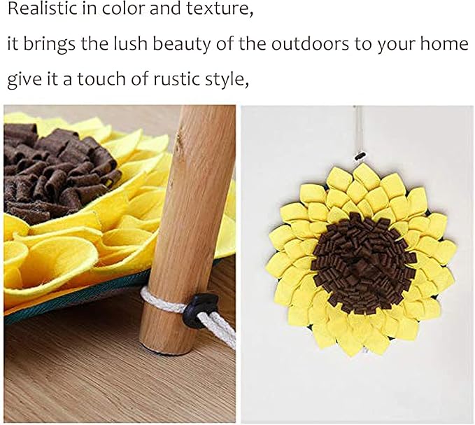 Snuffle Mat for Dogs Sunflower 19” x 19”, Large Interactive Slow Feeder Mat, Encourages Natural Foraging Skills, Plush Enrichment Toy for Mental Stimulation, Machine Washable Puppy Chew Toy