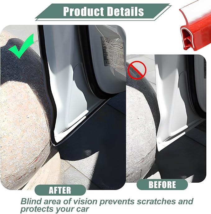 Osilly Car Door Protector Edge Guards, 33Ft Anti Collision U Shaped Automobile Door Seal Protector, No Glue Vehicle Exterior Edge Trim Protective Strip Accessories, Universal Fit (Red)