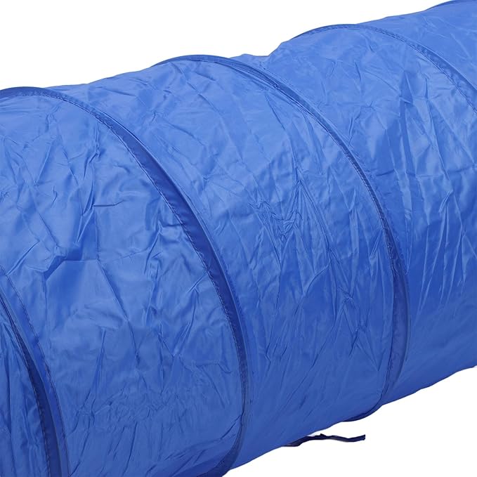 Drfeify Dog Agility Training Tunnel Portable Tear Proof Round Tunnel for Dog Play Training, Blue Oxford Fabric 23.6 X 59.1in