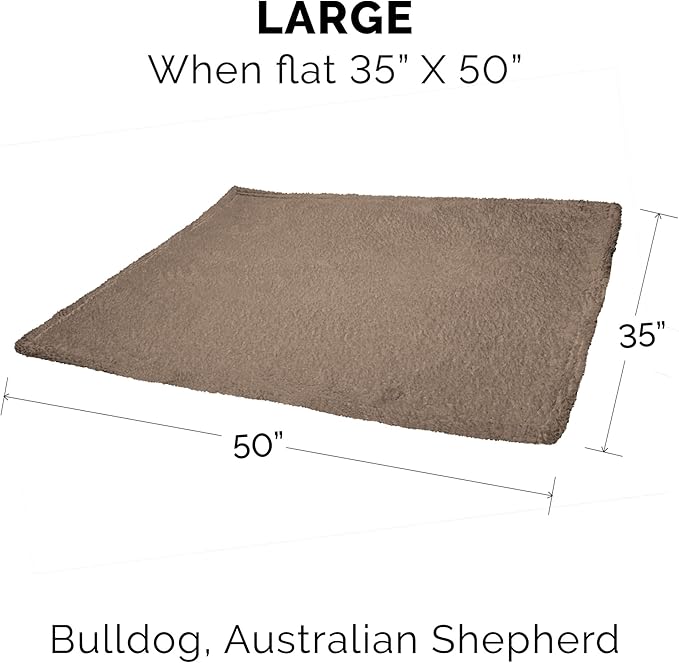 Furhaven Waterproof & Self-Warming Throw Blanket for Dogs & Indoor Cats, Washable & Reflects Body Heat - Soft-Edged Terry & Sherpa Dog Blanket - Espresso, Large