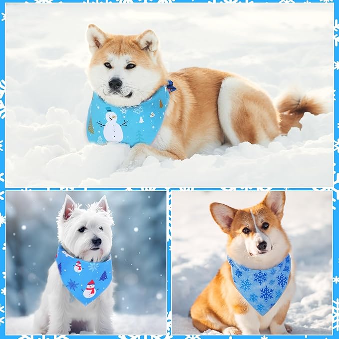 Abbylike 100 Pcs Winter Dog Bandanas Bulk Snowflake Bandanas for Dogs Triangle Kerchief Bibs Scarf Set for Pet Xmas Costume Photo Props Accessories Pet Shops Groomer, 25 Styles (19.7 x 13.8 x 13.8)