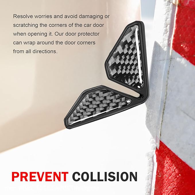 2 PCS Car Door Corner Protector Edge Guards, Anti-collision Stickers, Carbon Fiber Pattern Thickened PVC Soft Rubber Front Door Anti-scratch Protective Corner, Suitable for Most Cars (Black)