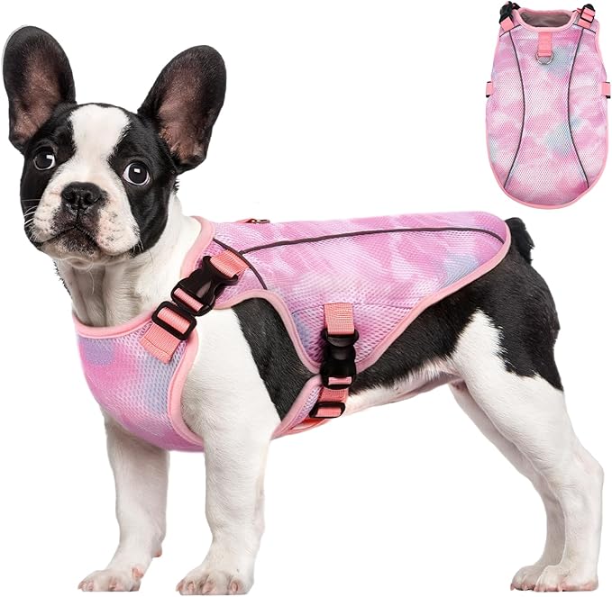 Kuoser Dog Cooling Vest for Dogs, Lightweight Cooling Shirt for Small Medium Large Dogs, Adjustable Pet Cooler Jacket with Reflective Stripe, UV Protection Pet Harness T-Shirt for Summer Outdoor