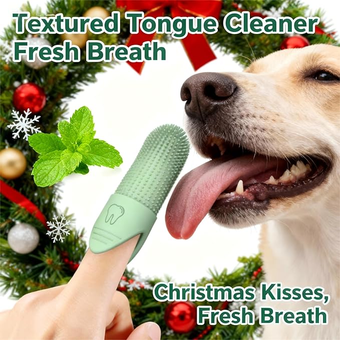 JBD Dog Toothbrush and Cat Oral Care Set | Finger Toothbrush for Small/Large Pets | Puppy Tooth Brushing Kit with Double Sided Brush | Cleans Teeth & Removes Tartar | 3-Piece Pet Dental Care (Beige)