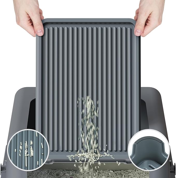 Booche Cat Ramp for Litter Box Elevated Litter Ramp for Cat Litter Boxes, Washable Easy Cleaning Steps with Filter Functions Suitable for Small & Elderly Cats(14"x10"x2.5")