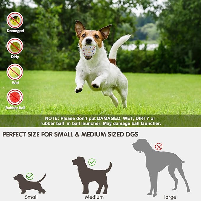 Interactive Automatic Ball Launcher for Dogs, 20-46Ft 3 Distance, Ball Thrower for Medium & Large Dogs, with 12pcs 58mm ETPU Tennis Balls, Rechargeable Dog Toy for Outdoor Lawn
