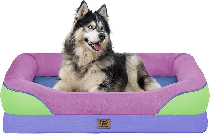 Chez Paw Orthopedic Extra Large Dog Bed - XXL Washable Giant Pet Couch Sofa with Removable Cover Waterproof Bolster for Large Size Dogs, 45x35