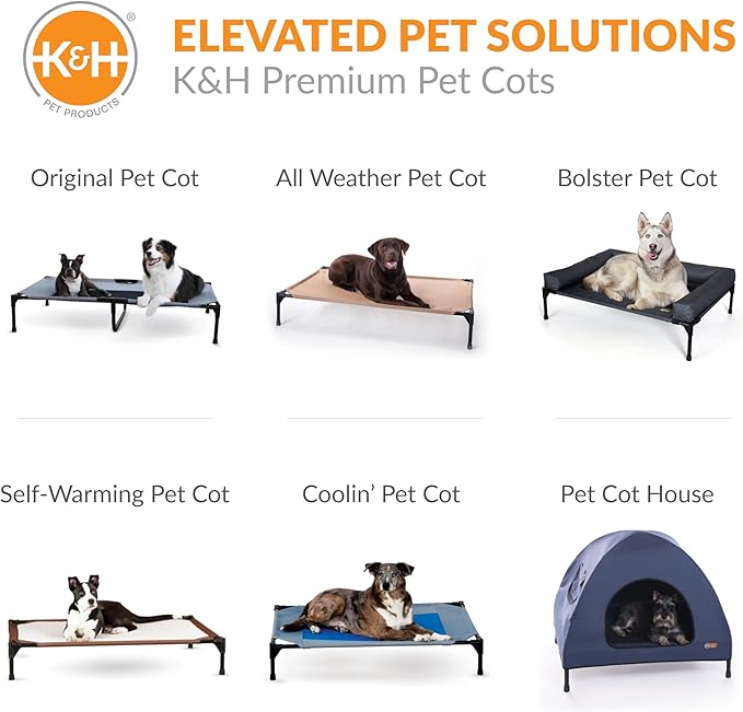 K&H Outdoor Elevated Dog Bed - Cooling Raised Dog Bed for Large & Extra-Large Pets, Breathable Mesh Center Hammock Design, Indoor/Outdoor Washable Cover, Portable Metal Frame, Chocolate, XL 50x32in
