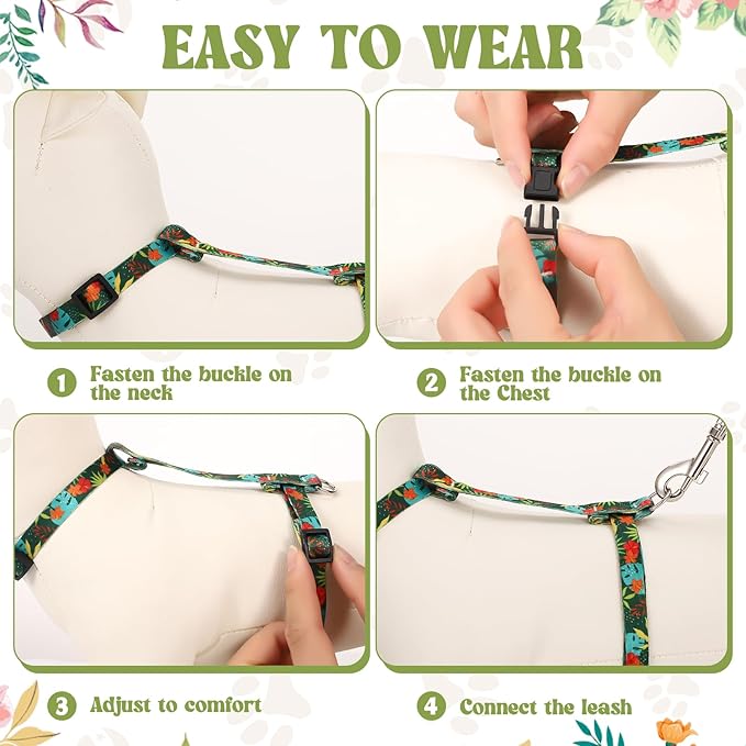 2 Pack Cat Harness and Leash Set - Escape Proof Adjustable Cat Harness, Outdoor Travel Harness for Cats & Kittens Multicolor