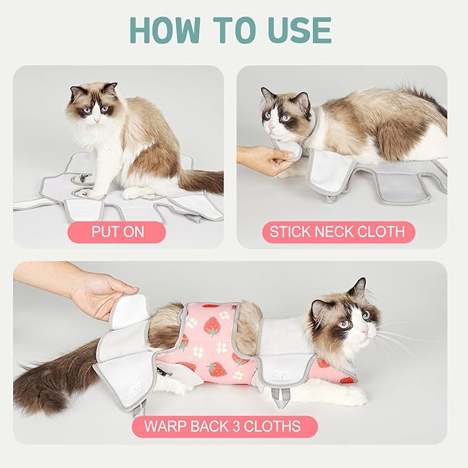 Supet Cat Grooming Hammock Harness for Nail Trimming, Cat Grooming Hanging Sling for Nail Clipping, Pet Restraint Holder for Cutting Nails, Medicine, Ear & Teeth Cleaning, Eye Care (Strawberry M-2)