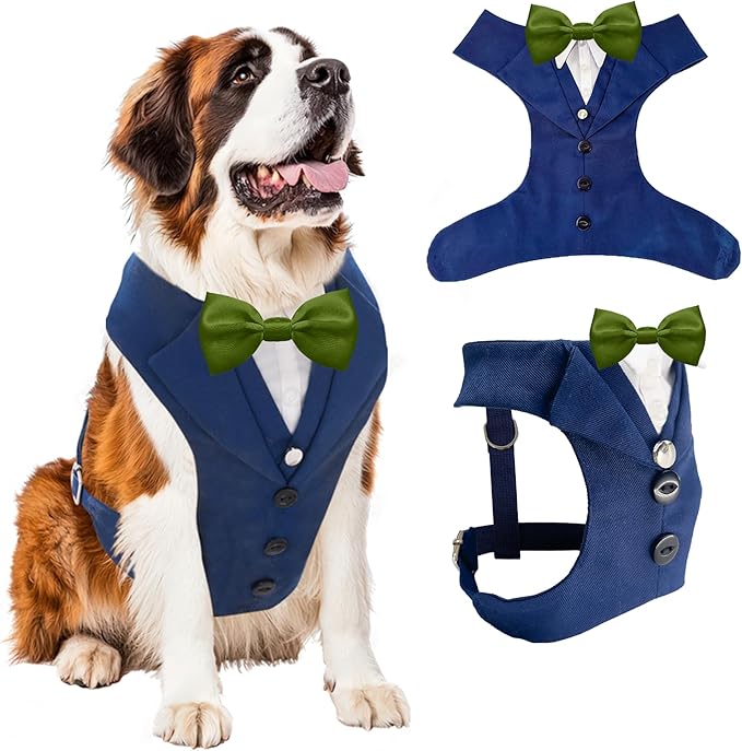 AVERYDAY Dog Tuxedo for Wedding Outfit, Dog Suit and Tie Costumes for Birthday, Halloween, Cosplay, Christmas Party, Pet Formal Wear with Bowtie, Tux for Medium Large Dogs, Bulldog, Labrador, Husky