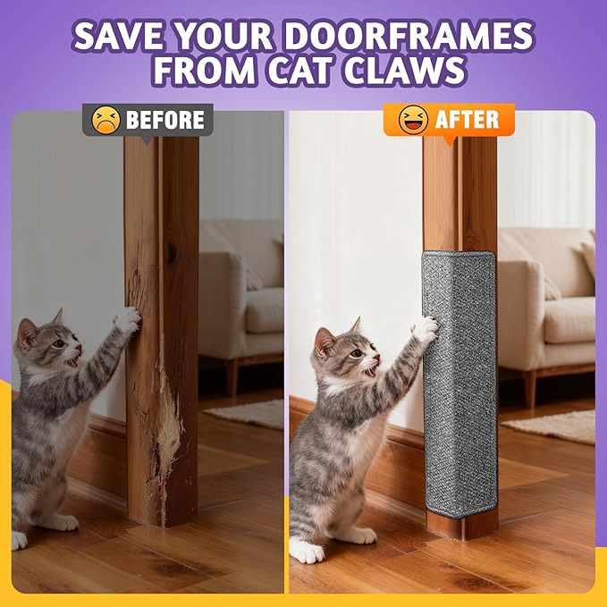 ENONCI Door Protector from Cat Scratching 19.6" x 7.8" Cat Wall Corner Scratcher, Anti Scratch Door Frame Furniture Protector for Indoor Cats