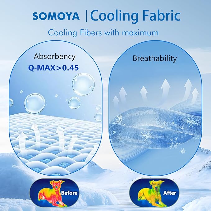 SOMOYA Dog Cooling Mat (Q-Max>0.45) Dog Bed Mats Blanket Cool Pad for Dog,Washable Ice Silk Sleep Mat Pad Breathable for Large Dogs Cats Large