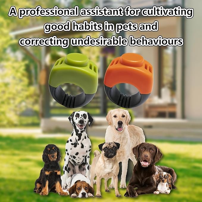The Set of Easy Clicking Finger Ring Dog Training Clicker Included Large and Small 2 Sizes,Suitable for Dogs Cats Horses traing Allowing Effective Versatile Training (3pcs Grey+Green+Orange)