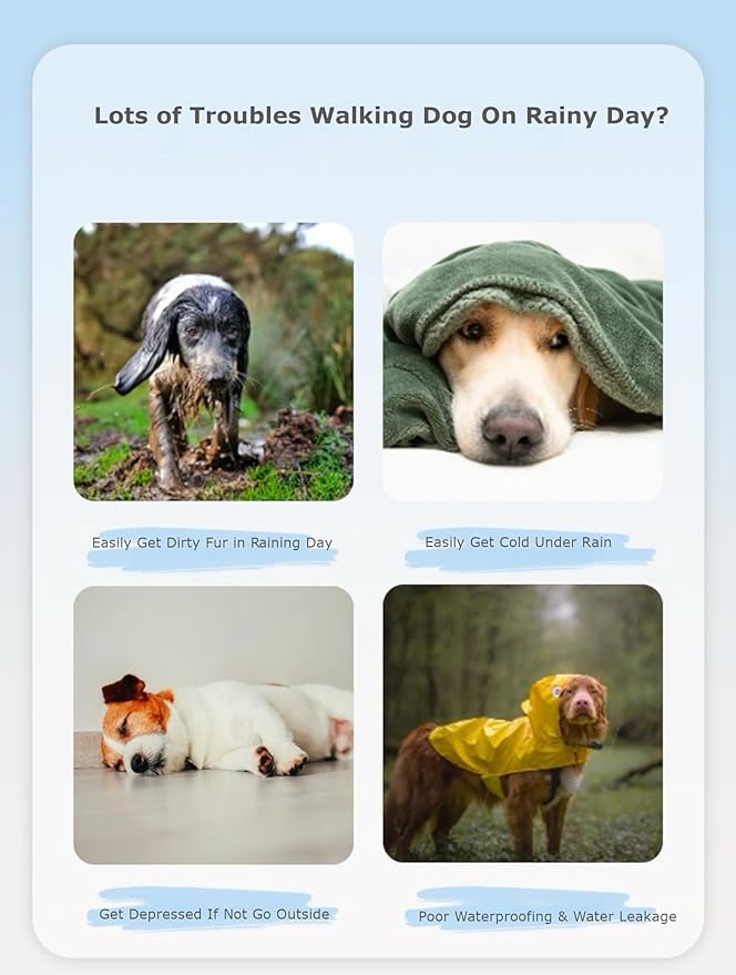 Waterproof Dog Raincoat,Full Coverage 4 Legs Dog Rain Jacket for Small Dogs,Pet Rain Coat with Hood,Reflective Strips&Leash Hole Outdoor Raincoat (X-Large（for Weight 11.1-14.6 lb）, Blue)