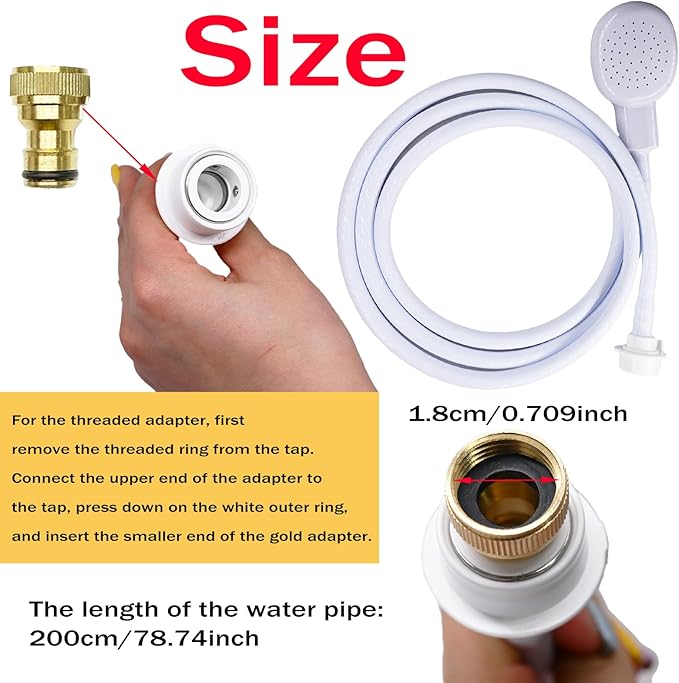 2m/6.56ft Portable Sink Spray Rubber Hose Sink Hose Sprayer Shampoo Sprayer Handheld Shower for Pets,Bathing Baby,Washing Hair,Rinsing Vegetables