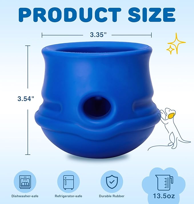 Rubber Dog Enrichment Toys, Stuffable Interactive Dog Toys to Keep Them Busy - Puzzle Slow Feeder & Anxiety Relief & Long-Lasting - Frozen Dog Licking Toy, Dishwasher Safe, Navy, M
