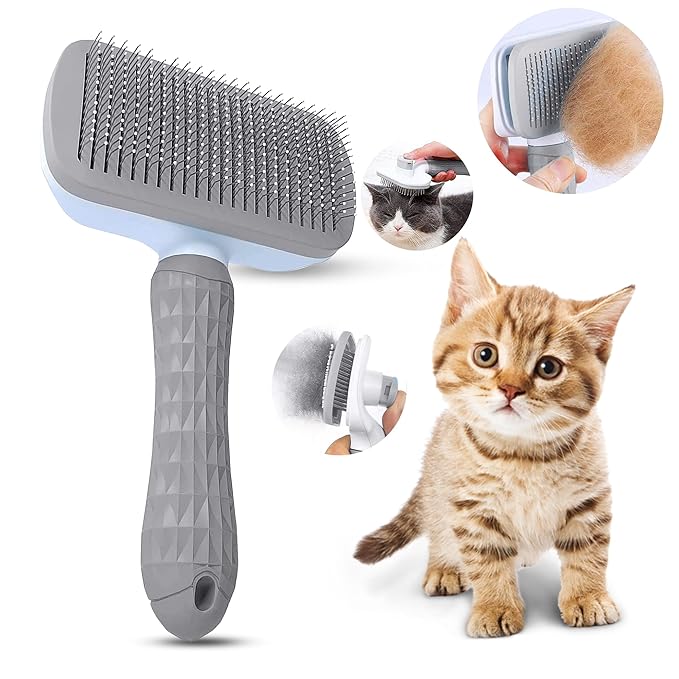 Ultimate Pet Brush - Self-Cleaning Cat & Dog Grooming Tool | Deshedding Brush for Long & Short Hair | Reduces Shedding, Hairballs & Loose Fur | One-Click Hair Removal Comb.