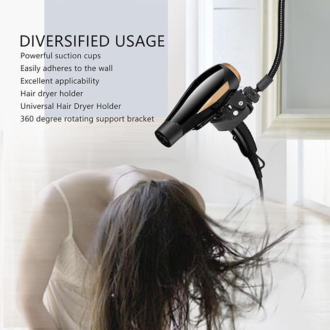 Hair Dryer Stand Suction Cup Adjustable Multifunctional Blower Holder Mirror Ceramic Tile