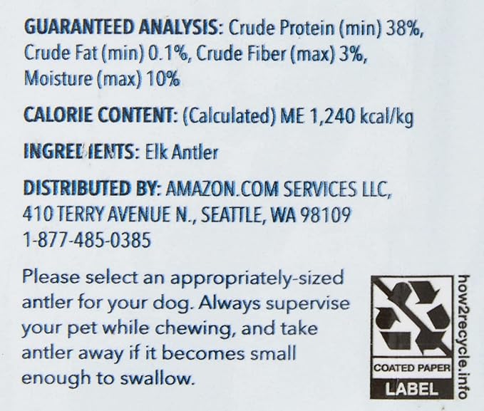 Amazon Brand - Wag Split Elk Antler, Naturally Shed, Long Lasting for Aggressive Chewers, Medium (Best for Dogs 15-30 lbs)