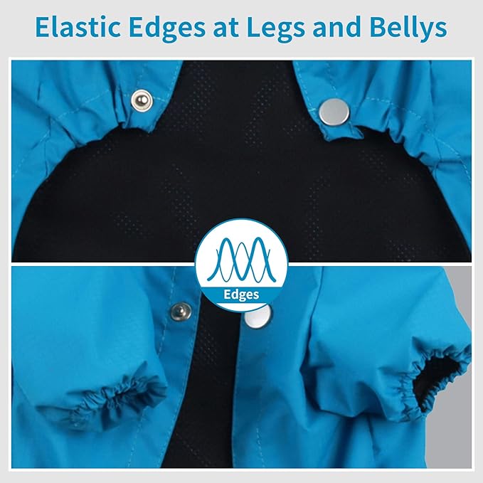 JoyDaog Premium Dog Raincoat with Hood for Medium Dogs,Outdoor Sports Waterproof Dog Rain Jacket,Puppy Raincoat with Pockets,Blue M