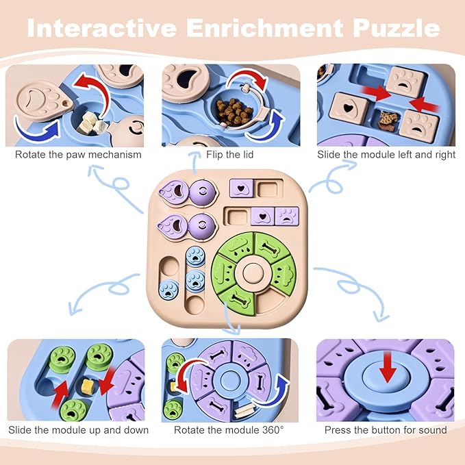 Dog Puzzle Toys for Small & Medium Dogs, Treat Puzzle Feeder Toys for Dog Mental Stimulation, Interactive Cognitive Dog Toys，Advanced Levels Treat Feeder Dispensers for IQ Training to Keep Them Busy
