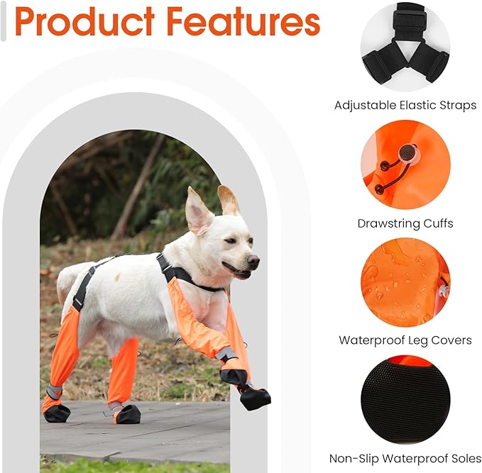 Waterproof Dog Boots for Small Medium Dogs Dog Paw Protectors Dog Suspender Boots Anti-Slip Pet Shoes for Outdoor Walking Stay-On,Dirt-Proof Comfortable Booties