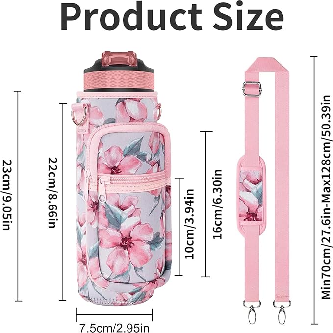 Water Bottle Holder with Strap, Insulated Crossbody Sling Bag, Carrier with Phone Pocket for Walking Hiking Camping Fishing