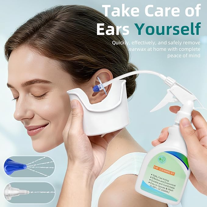 QISXROVY Ear Wax Removal Tool, Ear Cleaning Kit, Safe Ear Irrigation Flushing System for Adults & Kids, Large (50pcs accs), White