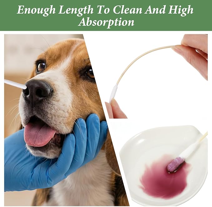 Mabor 100 Pcs 6-Inch Long Cotton Swabs - Extended Reach Pet Ear Cleaner Tool & Applicators for Dog Ear Cleaning, Electronics, Crafts, First Aid