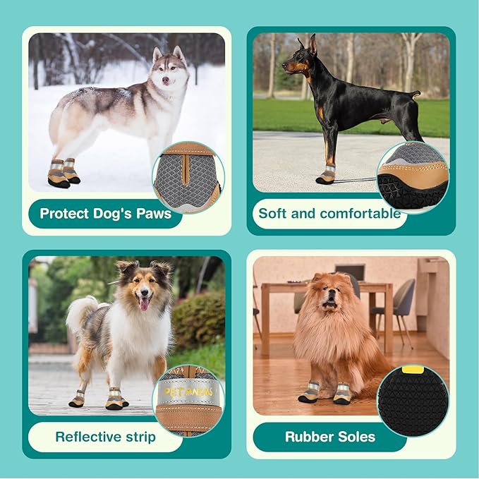 Petanims Dog Shoes for Large Dogs, Medium Dog Boots & Paw Protectors for Winter Snow, Breathable Dog Booties for Hot Pavement, Hardwood Floors Gray Size 6