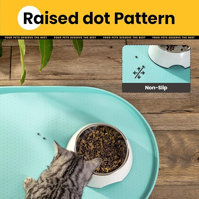 Conlun Silicone Dog Food Mat,1/2 Inch Raised Edges Waterproof Rubber Pet Feeding Mat for Dog and Cat, Anti-Slip Pet Bowl Mat,Dishwasher Safe