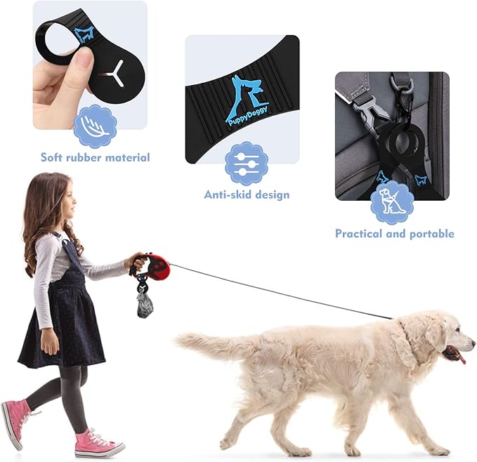 Dog Poop Bag Holder for Leash Waste Bag Carrier Dog Poop Bag Dispenser for Walking Running Bicycle Accessory 4 Pieces (Mixed Blue)