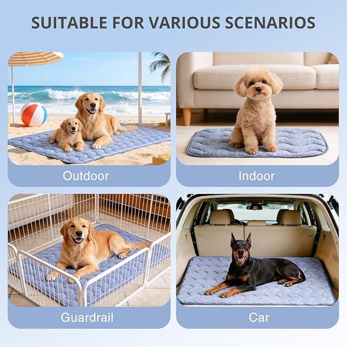 Cooling Mat for Dogs, 28"x 19" Thick & Durable Dog Cooling Mat, Q-MAX>0.45, Double-Sided Cooling Pet Pad, Washable Portable Dog Cooling Mat for Couch, Crate & Car - M