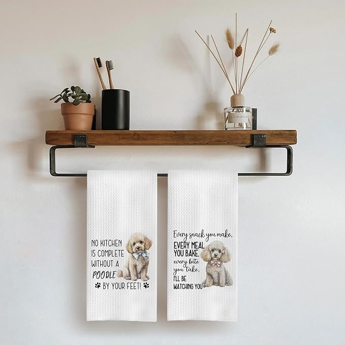 Poodle Kitchen Towels - Set of 2, 16x24 Inches with Poodle Decor, Ideal Dog Lover Gifts