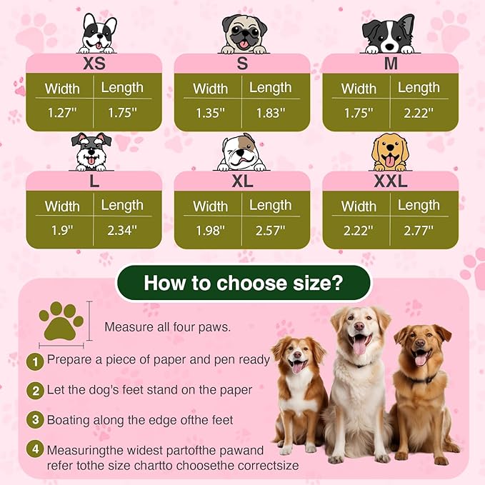 Dog Shoes for Hot Pavement and Snow - Waterproof, Non-Slip, Breathable Booties with Adjustable Straps for Small Medium, and Large Dogs (Pink, S)