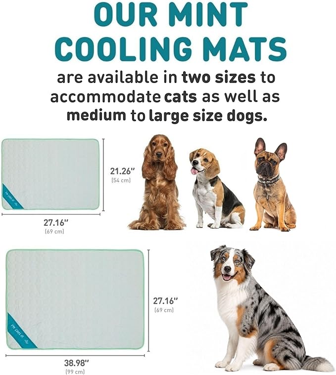 INSPECTOR TAIL Dog Cooling Mat - No Freeze Needed, Self-Cooling Pad for Medium Dogs, Washable Portable for Crate Kennel Car Sofa Bed Floor, Indoor Outdoor Summer Use, 27"x21" with Carry Bag