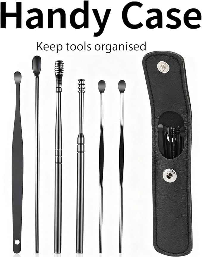 12Pcs Ear Wax Removal Kit- Ear Cleaner Tool Stainless Steel- Portable Spiral Cleaning Tools with Storage Box for Adults (12 Pcs)