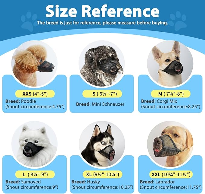 Dog Muzzle Suits for Small Medium Large Dogs, Mesh Muzzle Anti Biting Chewing, Breathable Mouth Cover Set with Adjustable Strap for Grooming Vet Visiting Training (3 PCS(S-L), Black)