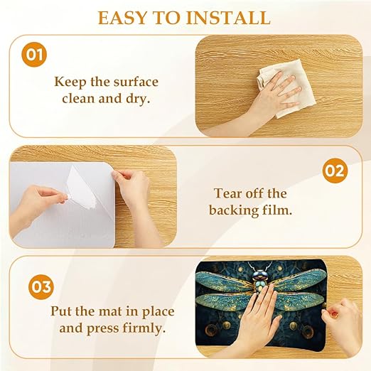 Animal Ethnic Dragonfly Stair Treads for Wooden Steps Indoor Washable Staircase Carpet 15PCS 30"x7.8" Stair Step Treads Non-Slip Staircase Covers Peel and Stick Safety Mat for Kids Elders Pets