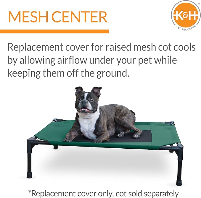 K&H Pet Products Original Pet Cot Replacement Cover (Cot Sold Separately) Green/Black Medium 32 X 25 Inches