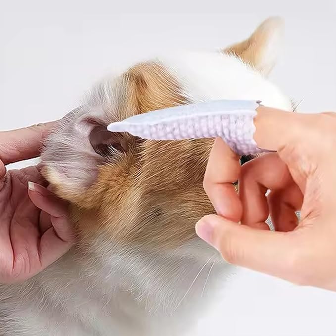 H&H Pets Disposable Finger Toothbrush Dental Dry Wipes -Ultra Soft, Fragrance Free, Hypoallergenic, 20 Count