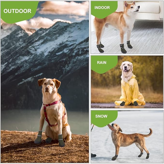 EXPAWLORER Waterproof Dog Shoes for Small Medium Large Dogs, Summer Dog Shoes for Hot Pavement, Hiking Walking, Reflective Dog Booties for Outdoor Snow Rain Days, Anti-Slip Dog Boots & Paw Protectors