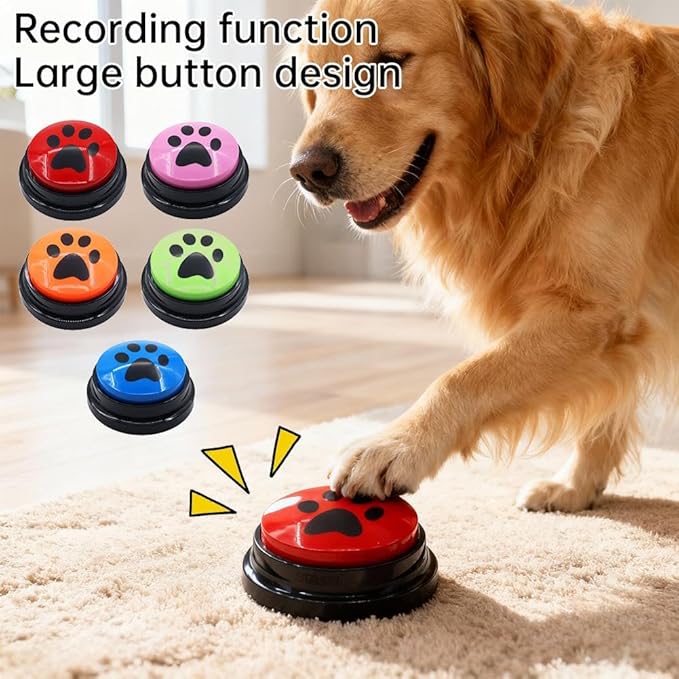 Dog Button Talk Training, Recordable Dog Communication Button Dogs Buttons Talk Training, Multicolorful Voice Recording Buttons Pet Train Funny Gifts for Dogs Pet Lovers (Green)