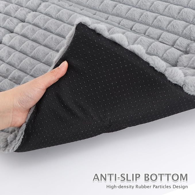 BVAGSS Dog Bed Washable Crate Mattress,Anti-Slip Memory Foam Soft Warm Pet Cushion for Small Medium Dogs, Calming Fluffy Sleeping Kennel Pad XH082 (35''x24'',Grey)