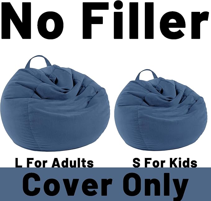 LPMOERA Stuffed Animal Storage Bean Bag Chair Cover (No Filler) For Kids and Adults.Pets Dogs/Cats Lazy Beds.Soft Premium Corduroy Stuffable Bean Bag For Organizing Children Plush Toys or Memory Foam