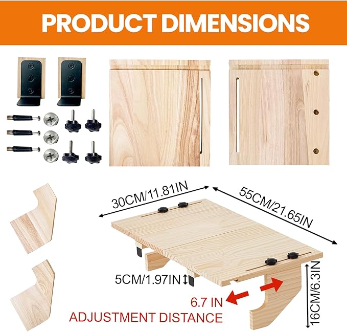 Window Plant Shelf Stands, 22" Sill Extender for Indoor Plants-Verify Sizing First-Adjustable Window Sill Extender, Wooden Cat Perch, Floating Table, No Drilling Without Damage Renter Friendly Design